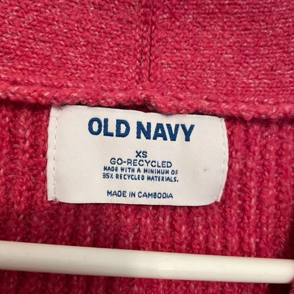 OLD NAVY Shaker Stitch Cardigan Sweater Magenta / Berry Pink Chunky Knit Relaxed - Picture 7 of 15